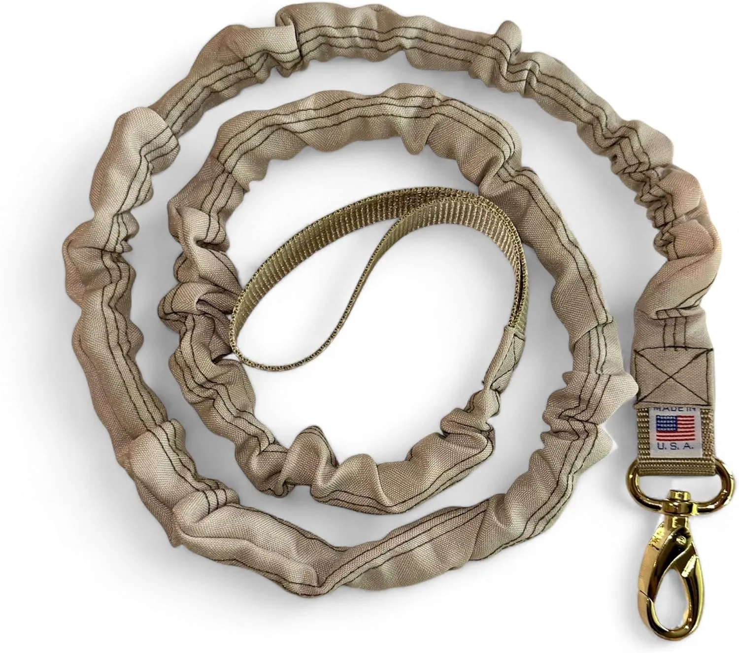 Lucky Dog Brand Bungee Dog Leash for Shock Absorption - Heavy Duty No Pull Training Leash for Medium & Large Dogs - 5FT with Triple Bungee, Khaki