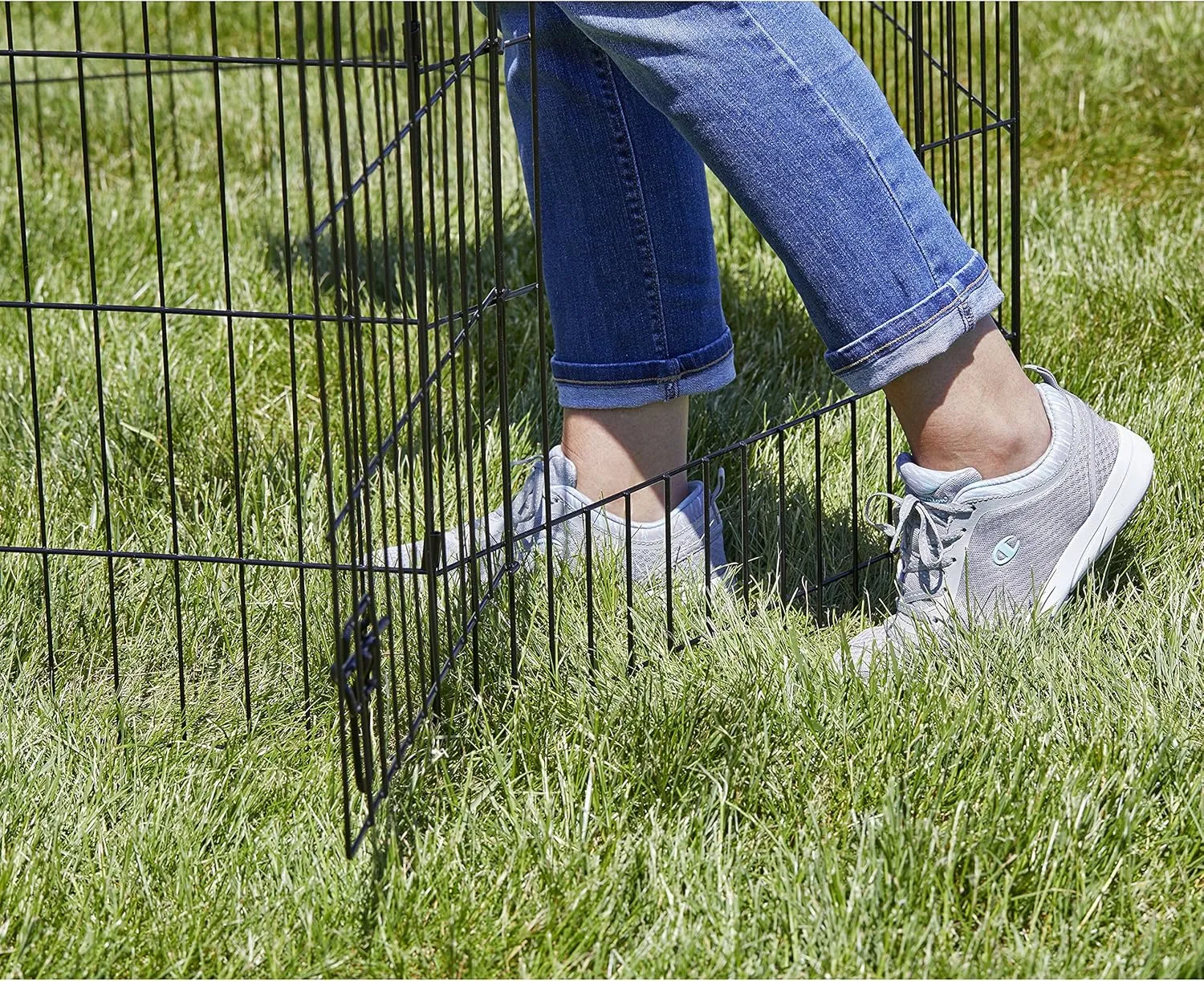 MidWest Homes for Pets Dog Exercise Pen & Playpen, 24" W x 42" H, with Door, Black