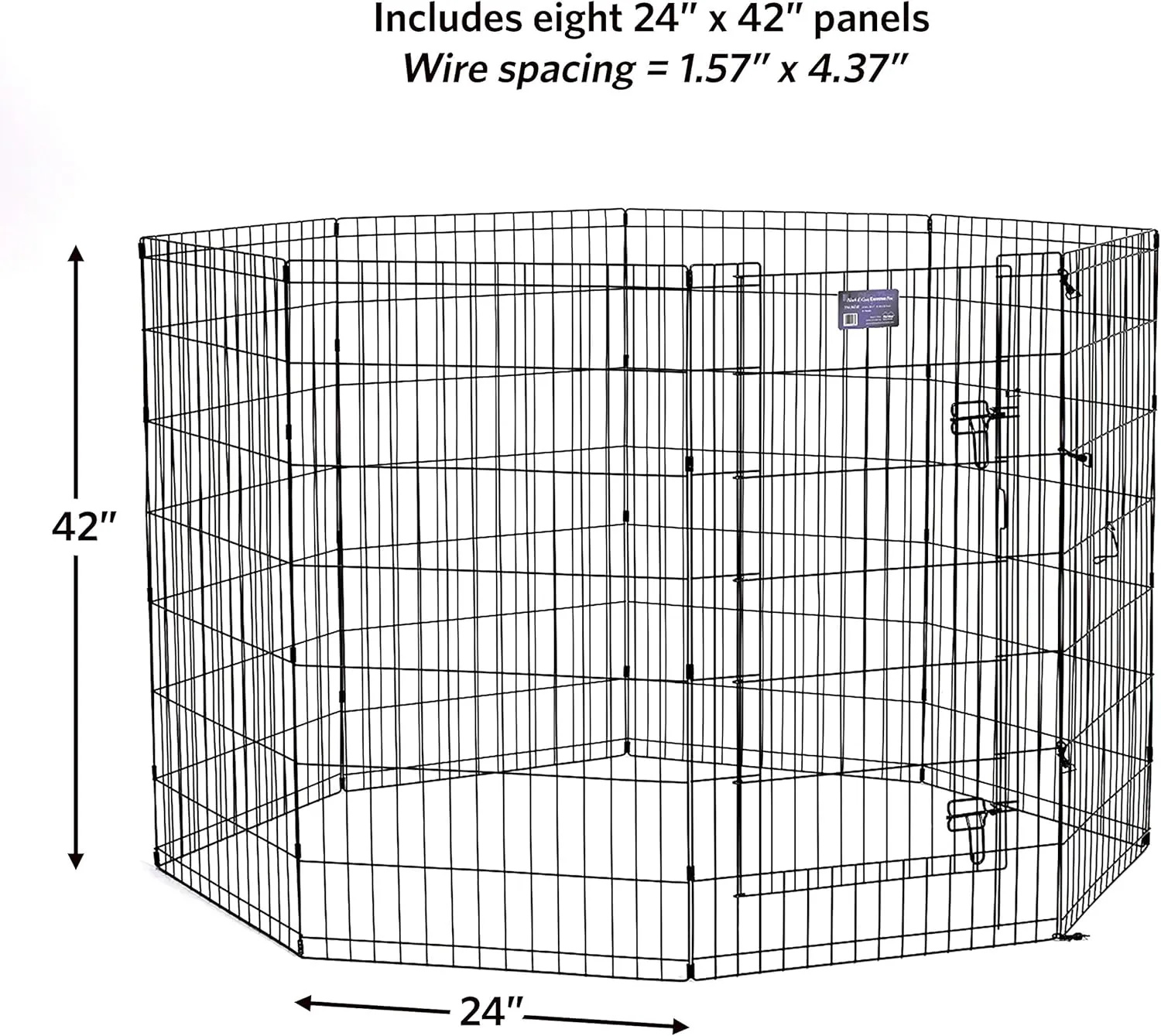 MidWest Homes for Pets Dog Exercise Pen & Playpen, 24" W x 42" H, with Door, Black