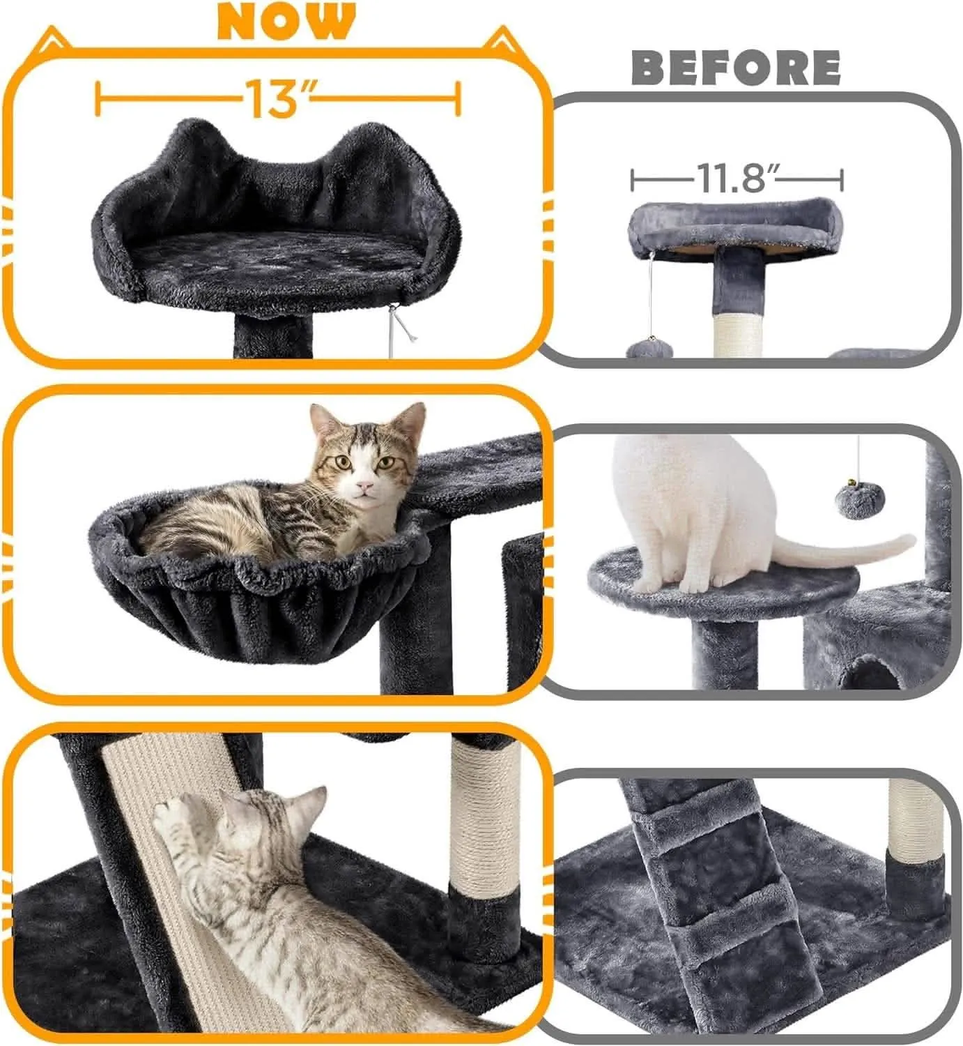 Multi-Level Cat Tree Tower | Large Cat Furniture with Sisal Posts & Condo | Stable Activity Center for Indoor Cats