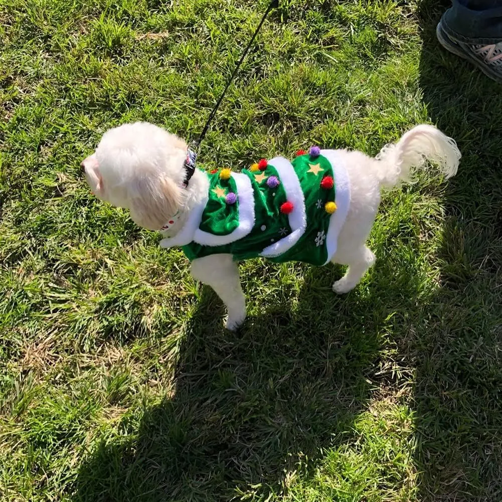 NACOCO Dog Cloak Pet Winter Clothes Christmas Tree Coat Cute and Warm Dog Costumes (Green, M)