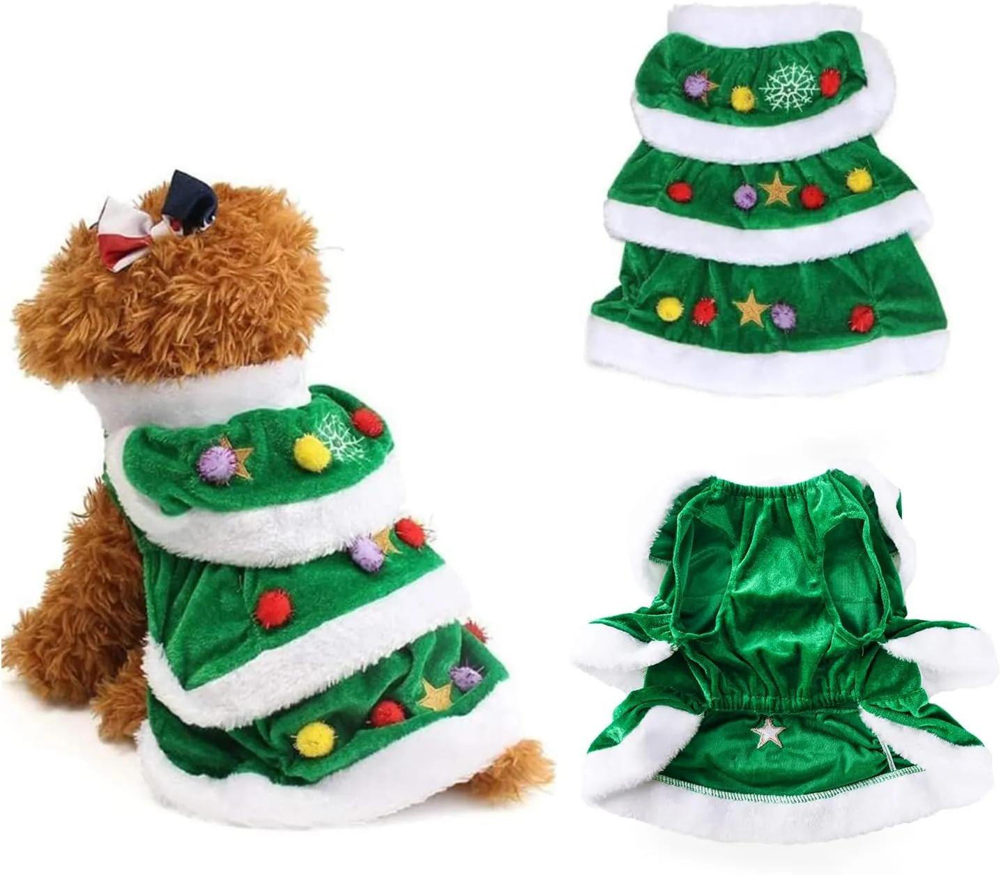 NACOCO Dog Cloak Pet Winter Clothes Christmas Tree Coat Cute and Warm Dog Costumes (Green, M)