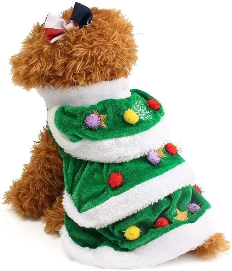 NACOCO Dog Cloak Pet Winter Clothes Christmas Tree Coat Cute and Warm Dog Costumes (Green, M)