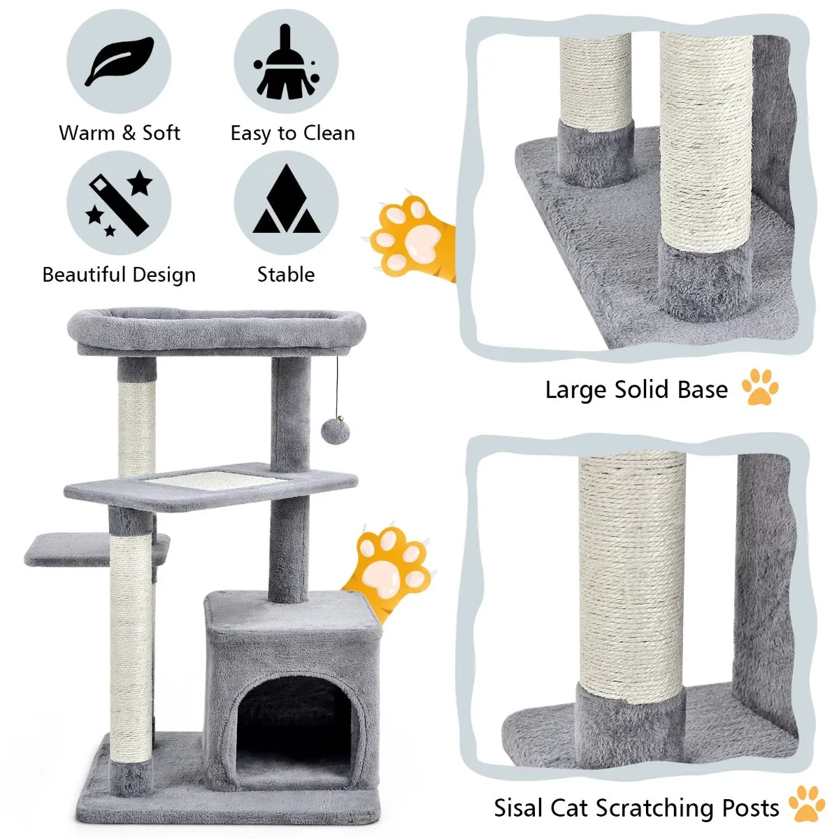 NNECW 4-Layer Cat Tree with Scratching Posts for pet