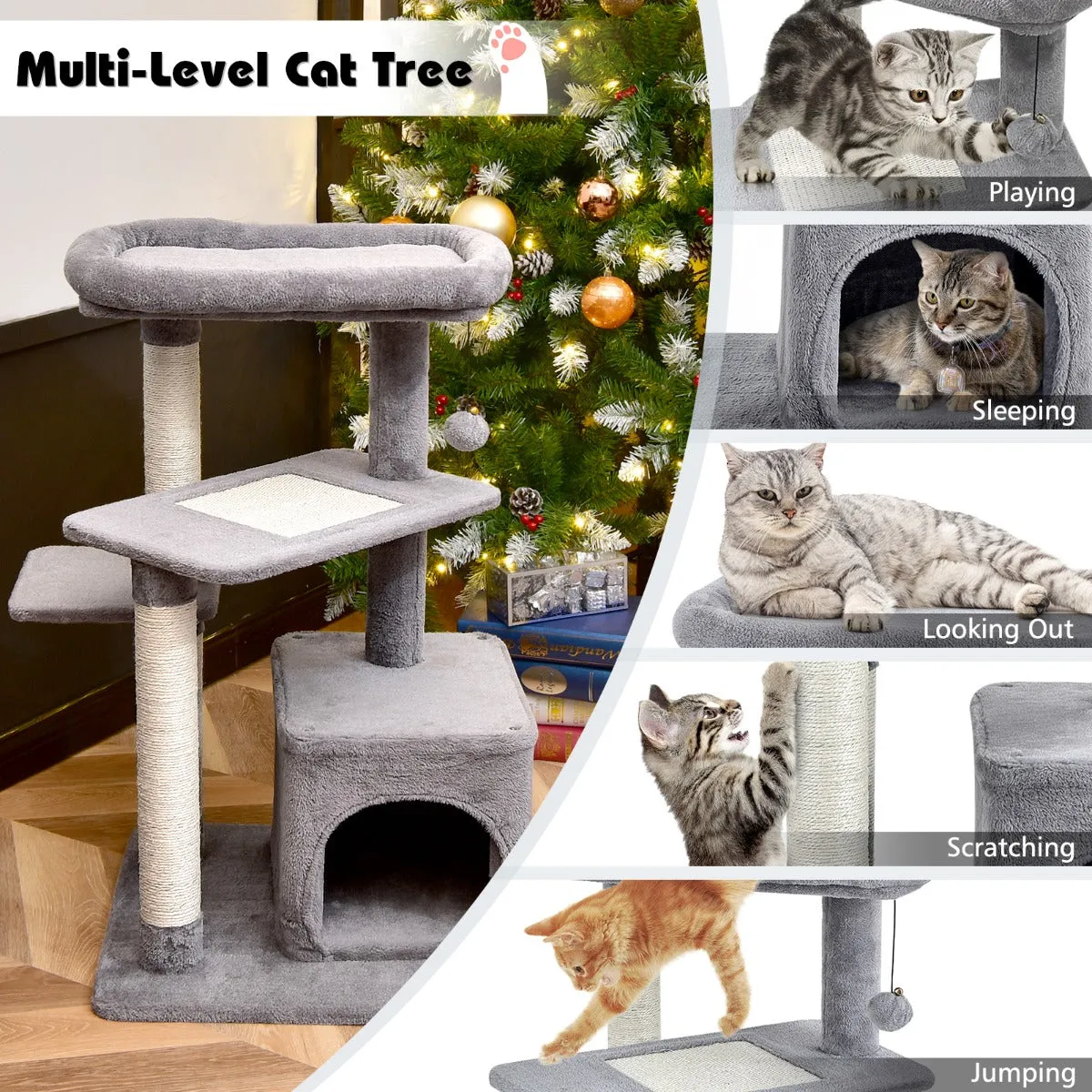 NNECW 4-Layer Cat Tree with Scratching Posts for pet