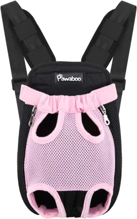 Pawaboo Pet Carrier Backpack, Adjustable Pet Front Cat Dog Carrier Backpack Travel Bag, Legs Out, Easy-Fit for Traveling Hiking Camping for Small Medium Dogs Cats Puppies, Extra Large, Pink