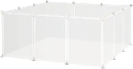 PawHut Pet Playpen DIY Small Animal Cage Open Enclosure Portable Plastic Fence 12 Panels for Bunny Chinchilla Guinea Pig White, 18" x 14"