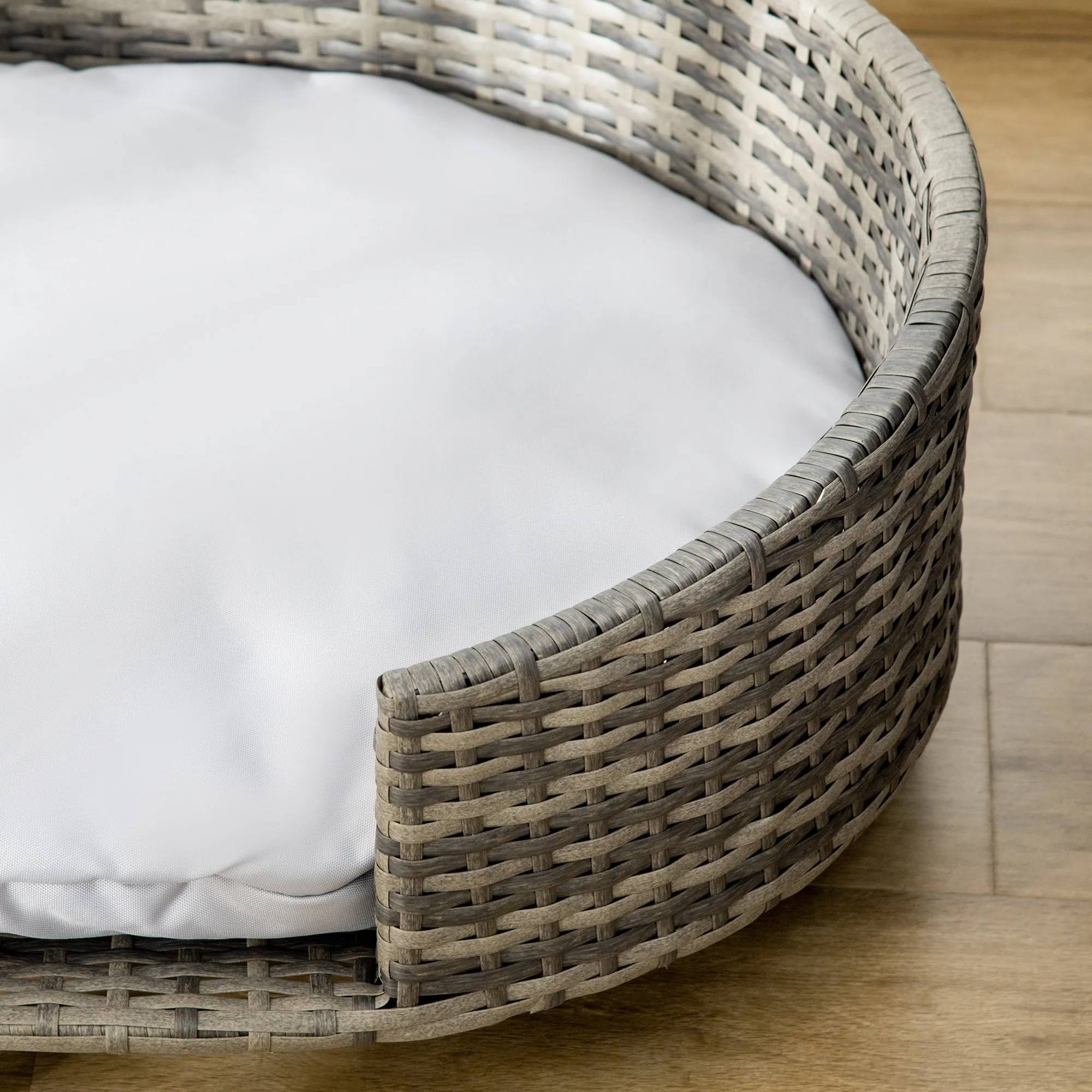 PawHut Wicker Dog Sofa Bed w/ Soft Water-resistant Cushion for Large Dogs