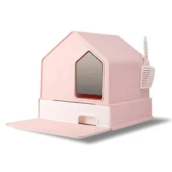 PAWS ASIA Suppliers Modern Luxury Enclosed Drawer Cat Litter Box With Mat Pet Toilet House