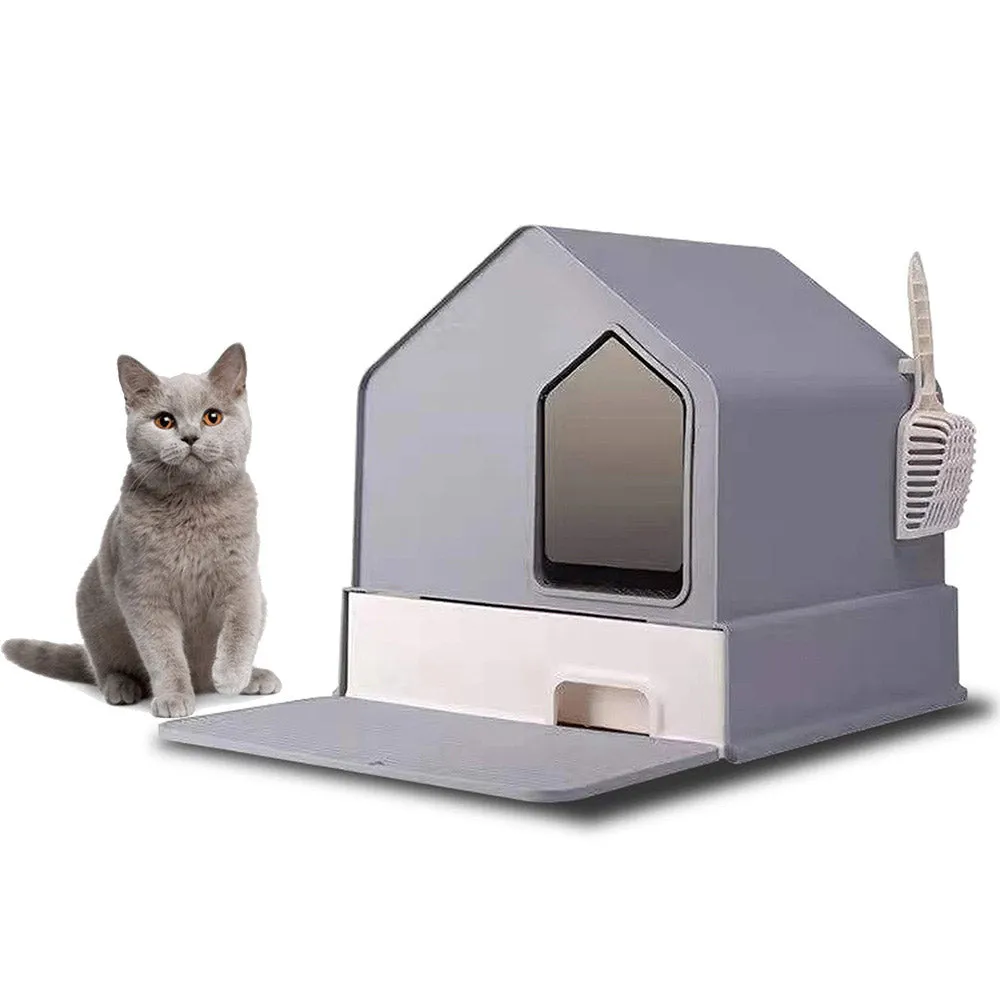 PAWS ASIA Suppliers Modern Luxury Enclosed Drawer Cat Litter Box With Mat Pet Toilet House