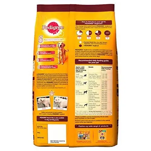 Pedigree Adult Dog Food, Meat and Rice, 3 kg Pack