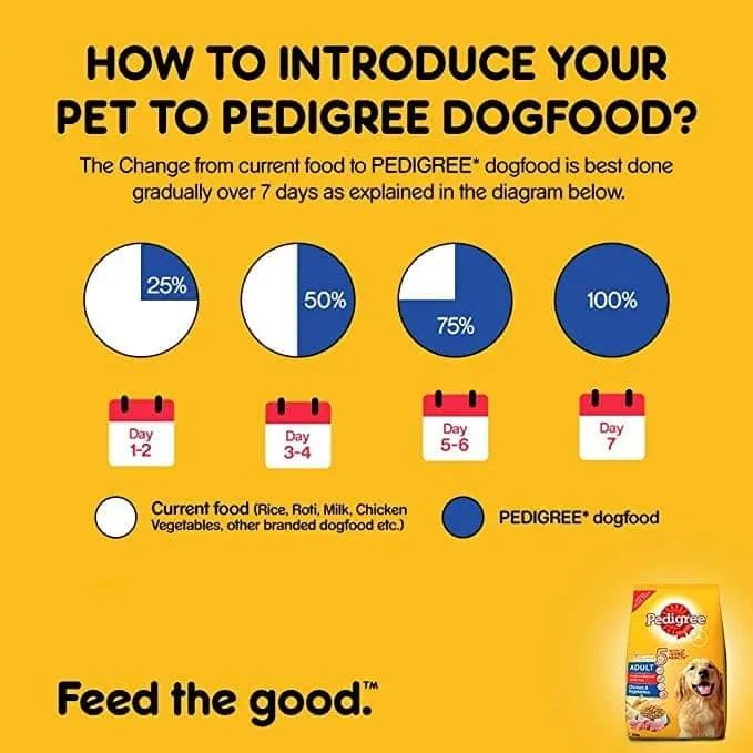 Pedigree Chicken and Vegetables Dry and Chicken and Liver Chunks in Gravy Wet Adult Dog Food Combo