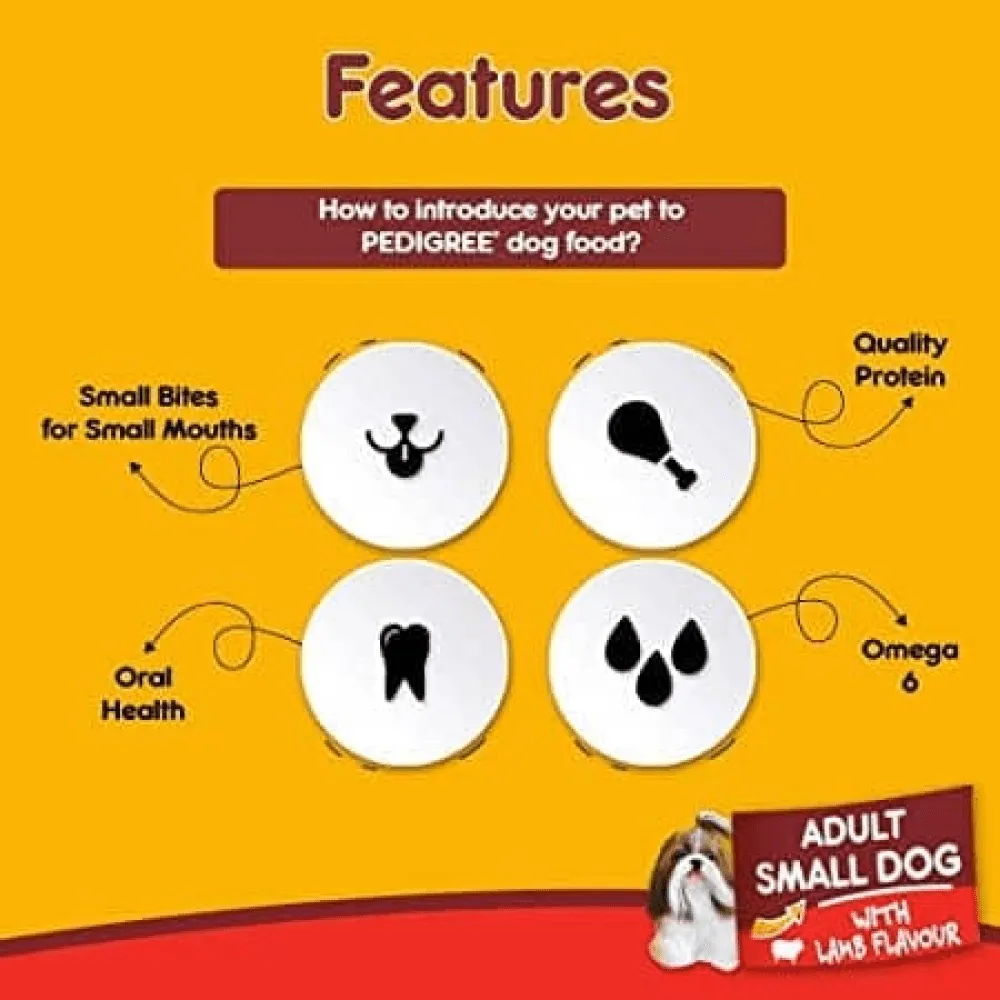 Pedigree Lamb & Veg Flavour Adult Small Dog Dry and Chicken and Liver Chunks in Gravy Adult Wet Dog Food Combo