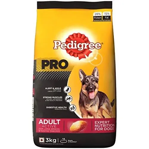 Pedigree PRO Expert Nutrition, Dry Dog Food for Active Adult Dogs (18 Months Onwards) - 3 kg Pack