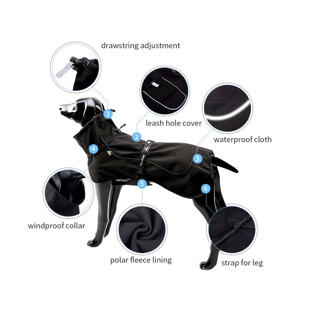 Pet Dog Raincoat Rain Coat Jacket Windbreaker Waterproof Clothes Harness Hole