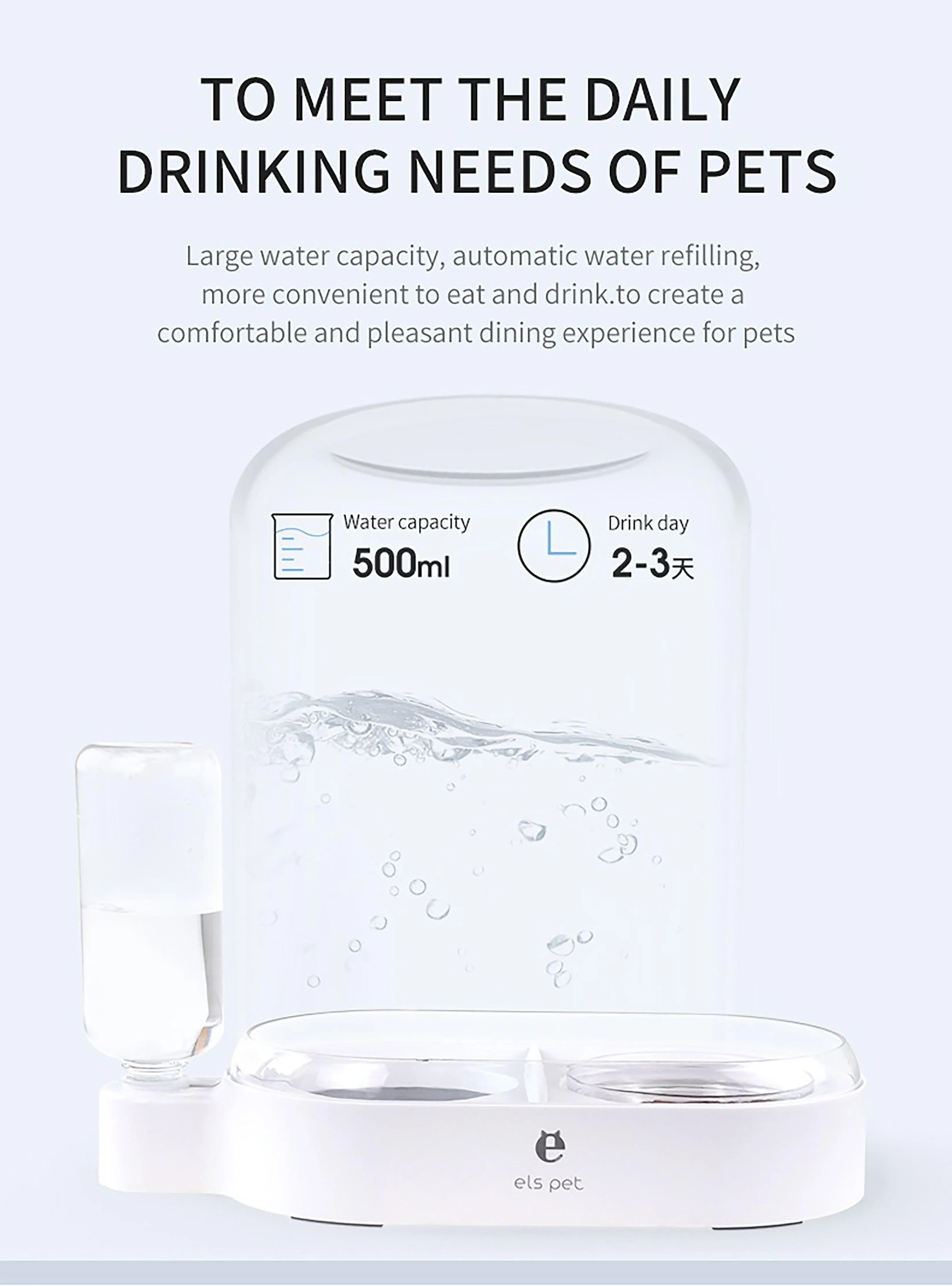 Pet Feeder 2-in-1 drinking and food bowl with splash