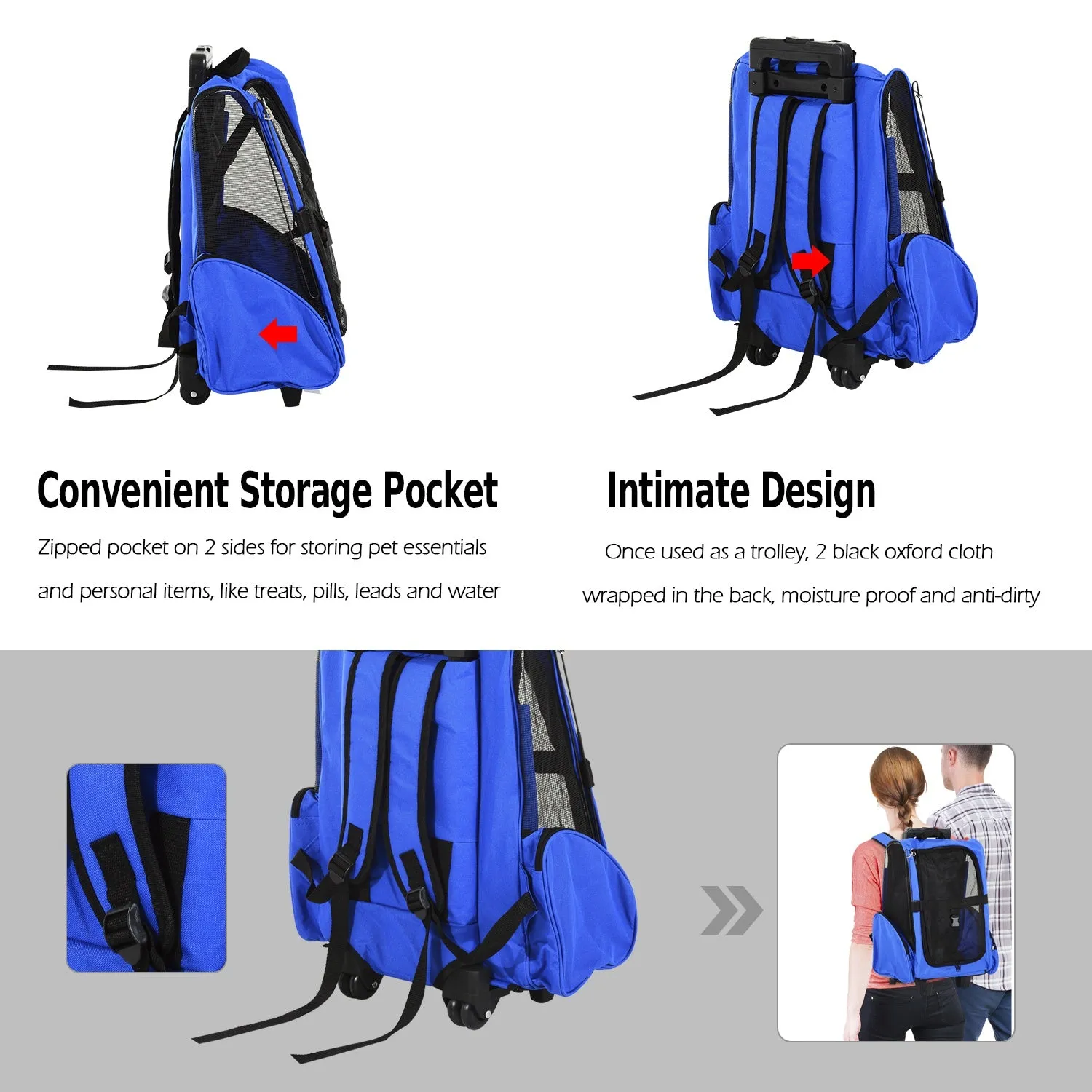 Pet Travel Stroller, Steel Wire Frame-Blue