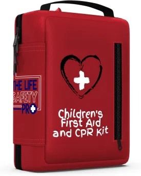 Portable First Aid Kit for Kids with CPR Shield - Ideal for Home, Car, School, Camping, and as a Travel First aid kit. Latex-Free Bandages  Children First Aid Guide by The Life Safety Pro