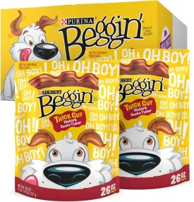 Purina Beggin' Strips Real Meat Dog Treats, Thick Cut Hickory Smoke Flavor - (Pack of 2) 26 oz. Pouches