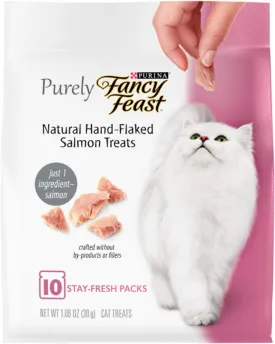 Purina Fancy Feast Natural Cat Treats, Purely Natural Hand-Flaked Salmon - (Pack of 5) 10 ct. Pouches