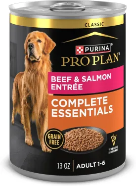 Purina Pro Plan Dog Food Grain Free, Classic Beef and Salmon Entre - (Pack of 12) 13 oz. Cans