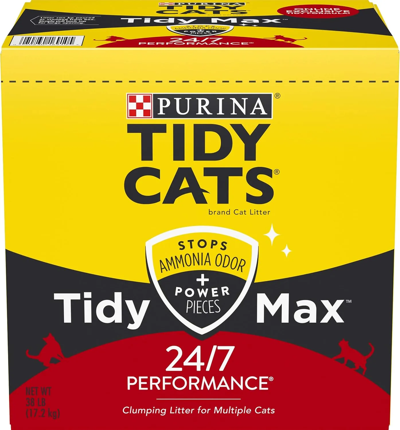 Purina Tidy Cats Clumping Cat Litter, Tidy Max 24/7 Performance Multi Cat Litter - 38 lb. Box