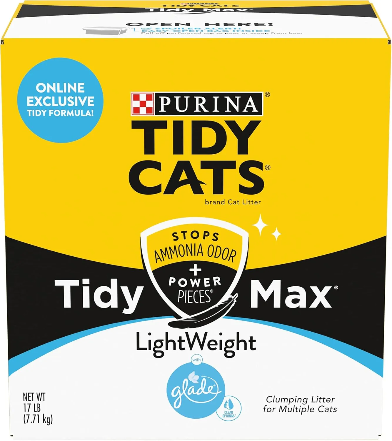 Purina Tidy Cats Clumping, Lightweight, Multi Cat Litter, Tidy Max Glade Clear Springs Formula - 17 lb. Box