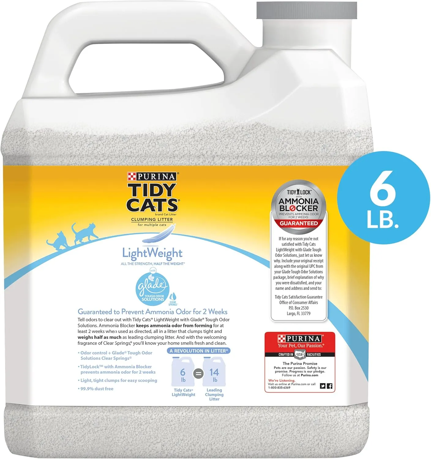 Purina Tidy Cats Light Weight, Low Dust, Clumping Cat Litter, LightWeight Glade Clear Springs Multi Cat Litter - 6 lb. Jug