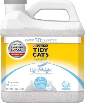 Purina Tidy Cats Light Weight, Low Dust, Clumping Cat Litter, LightWeight Glade Clear Springs Multi Cat Litter - 6 lb. Jug