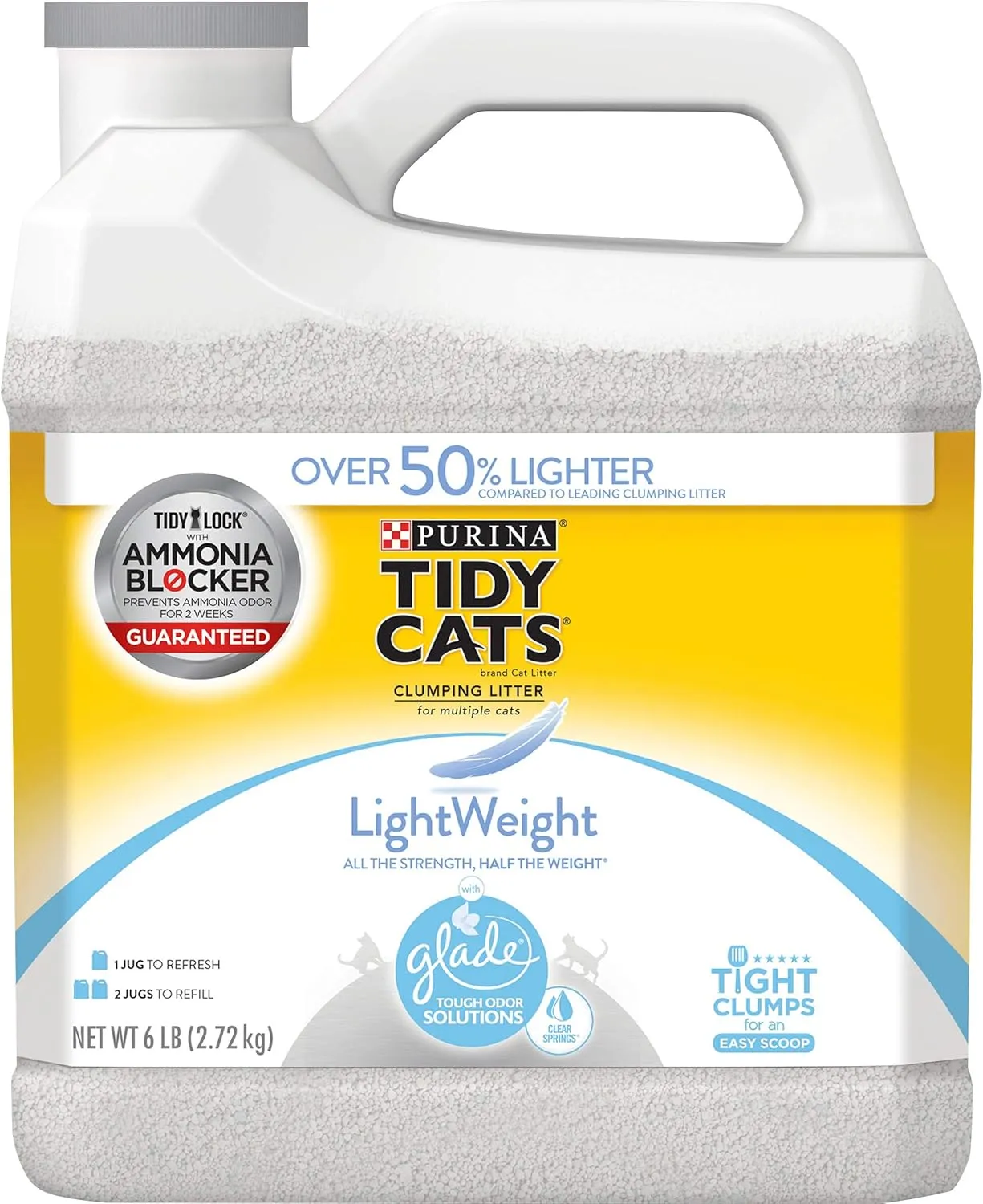 Purina Tidy Cats Light Weight, Low Dust, Clumping Cat Litter, LightWeight Glade Clear Springs Multi Cat Litter - 6 lb. Jug