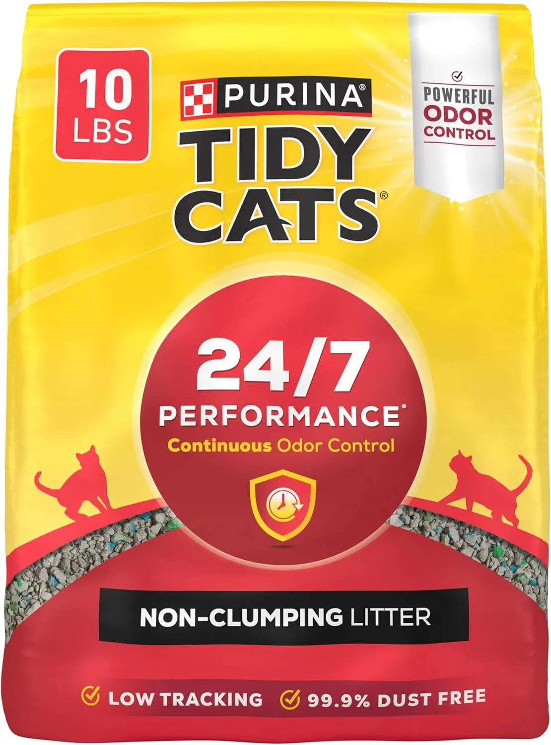 Purina Tidy Cats Non Clumping Cat Litter, 24/7 Performance Multi Cat Litter - (4) 10 lb. Bags