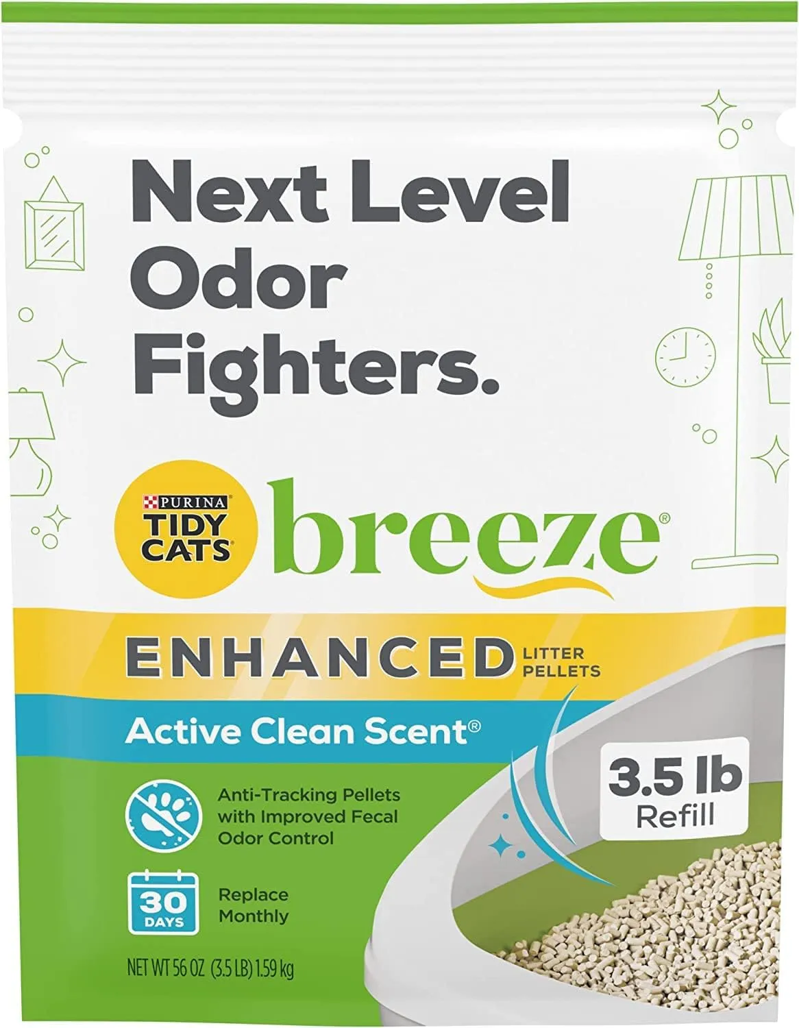 Purina Tidy Cats Non Clumping Cat Litter, Breeze Enhanced Pellets Multi Cat Litter - 3.5 lb. Bag