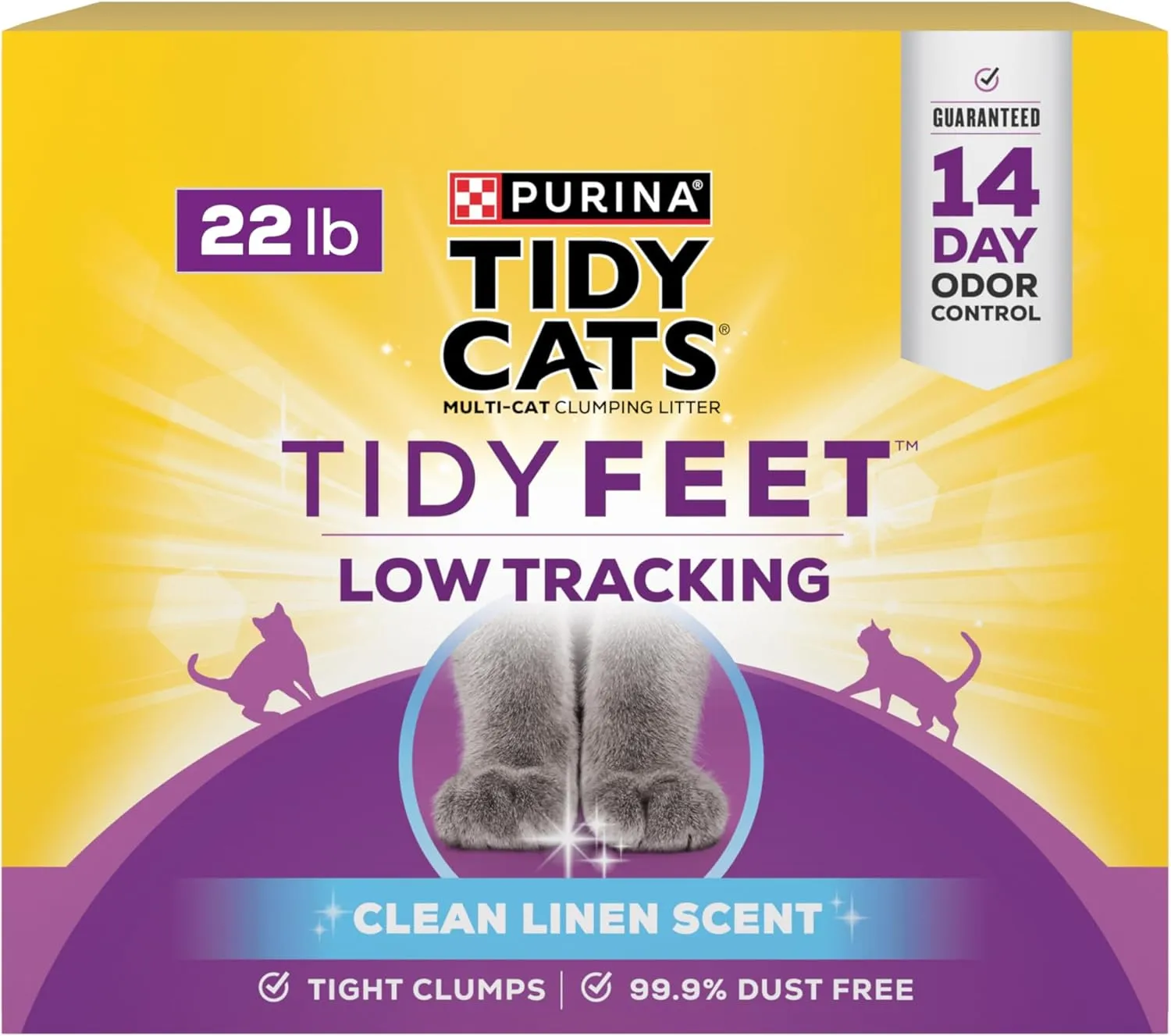 Purina Tidy Cats Tidy Feet Clumping Low Tracking Cat Litter With Odor Control  Clean Linen Scent - 22 lb. Box