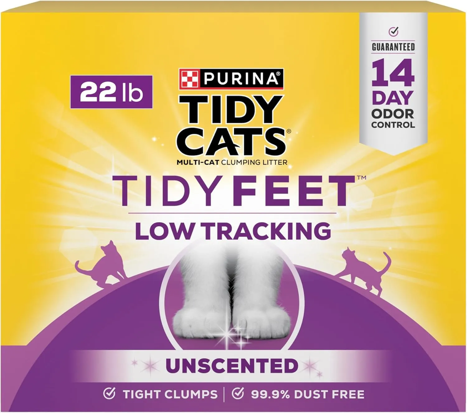 Purina Tidy Cats Tidy Feet Clumping Low Tracking Cat Litter with Odor Control  Unscented - 22 lb. Box