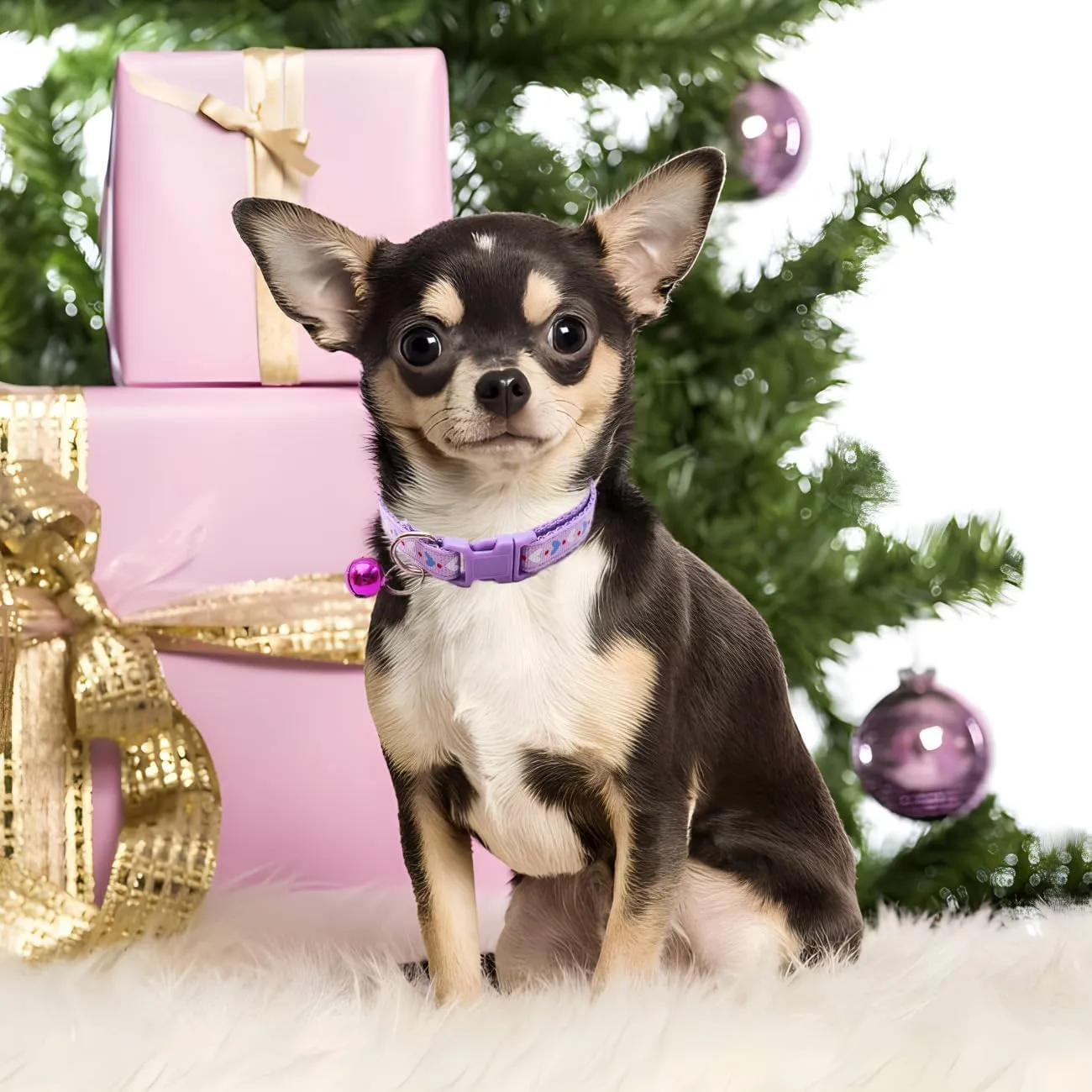 Purple Cat Collar with Bell, XS Dog Collars Girl Cute Soft Adjustable Buckle for XXS XSmall Extra Small Tiny Little Puppies Dogs Pet Female Male Boy Kitten Yorkie Chihuahua X-Small