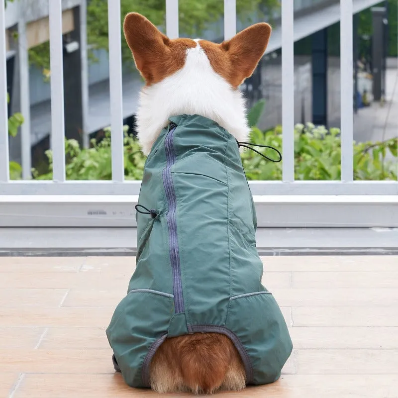 Reflective Pet Dog Raincoat Waterproof & Windproof Jacket With Adjustable Back Zipper