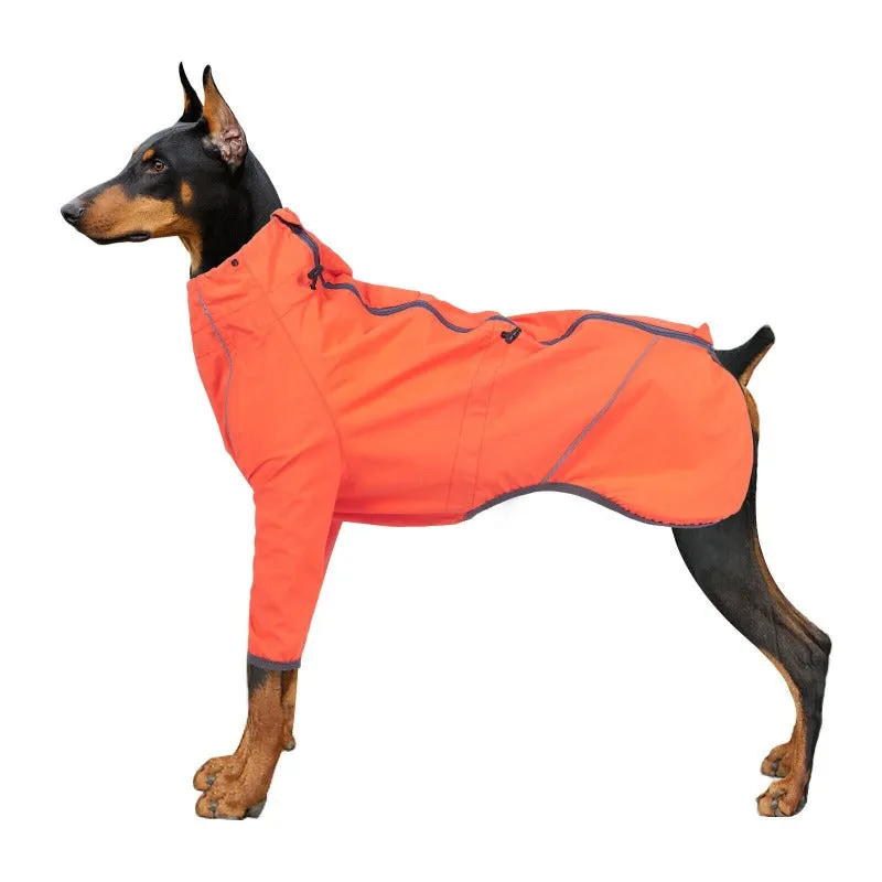Reflective Pet Dog Raincoat Waterproof & Windproof Jacket With Adjustable Back Zipper