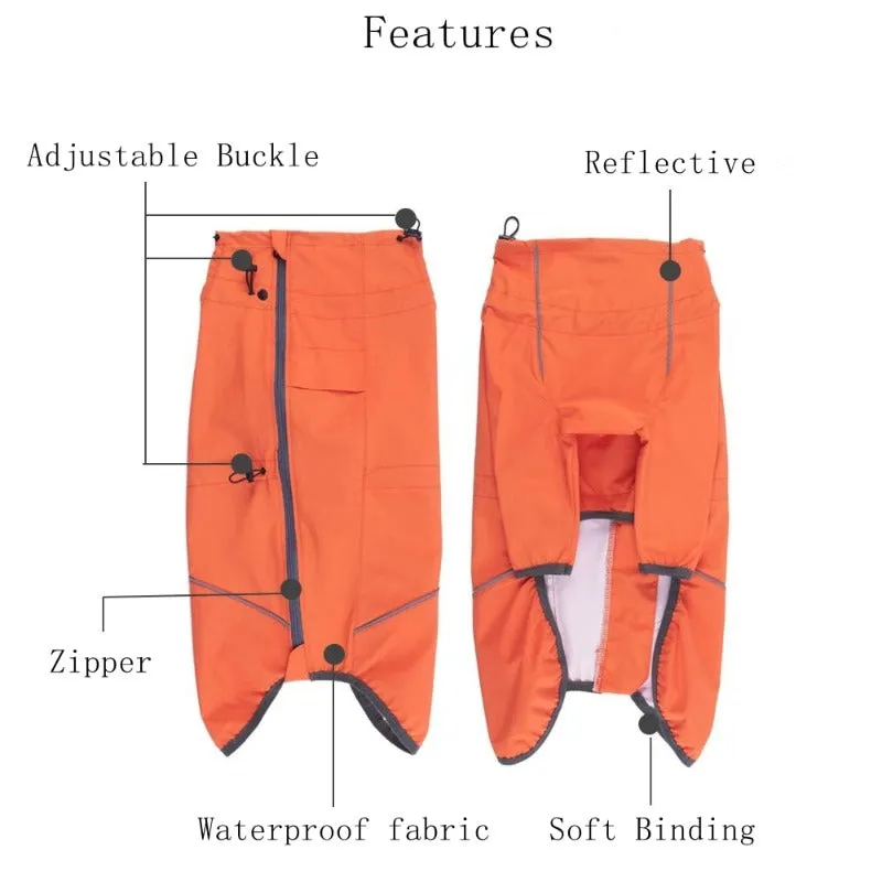 Reflective Pet Dog Raincoat Waterproof & Windproof Jacket With Adjustable Back Zipper