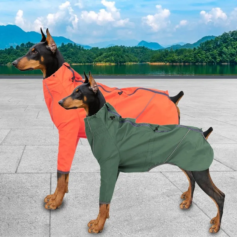 Reflective Pet Dog Raincoat Waterproof & Windproof Jacket With Adjustable Back Zipper
