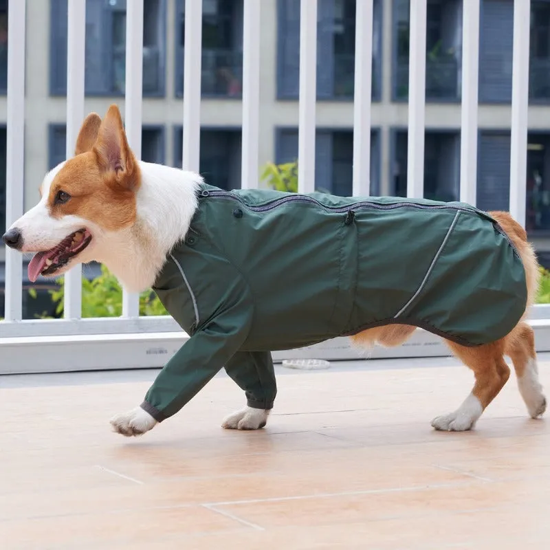 Reflective Pet Dog Raincoat Waterproof & Windproof Jacket With Adjustable Back Zipper