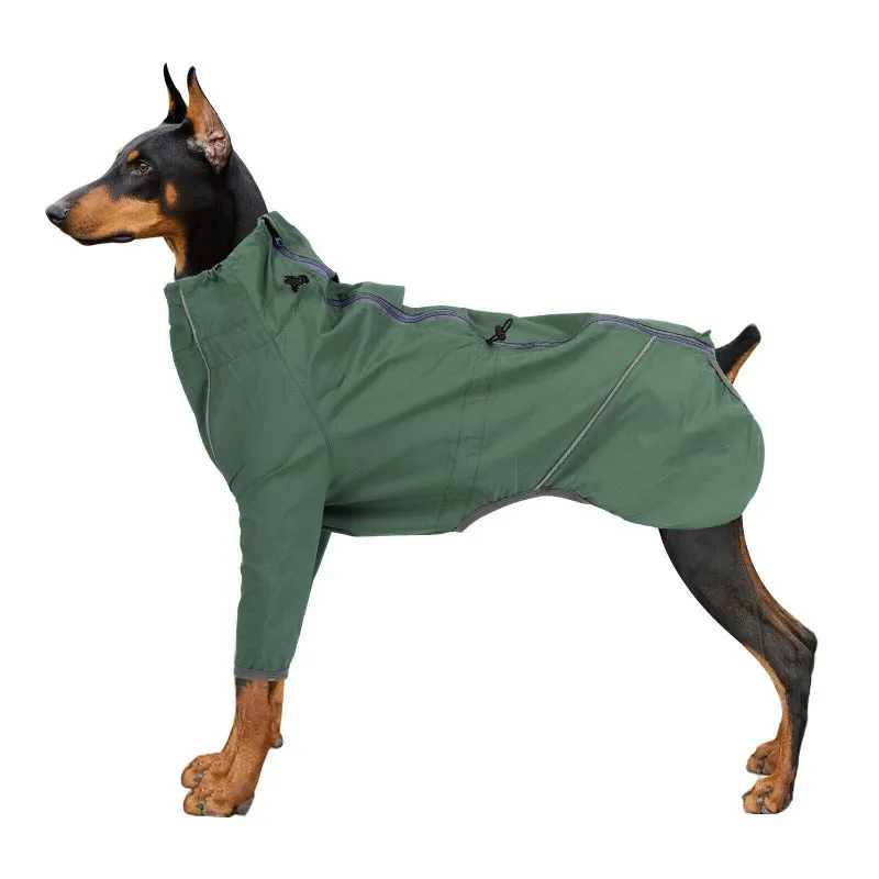 Reflective Pet Dog Raincoat Waterproof & Windproof Jacket With Adjustable Back Zipper