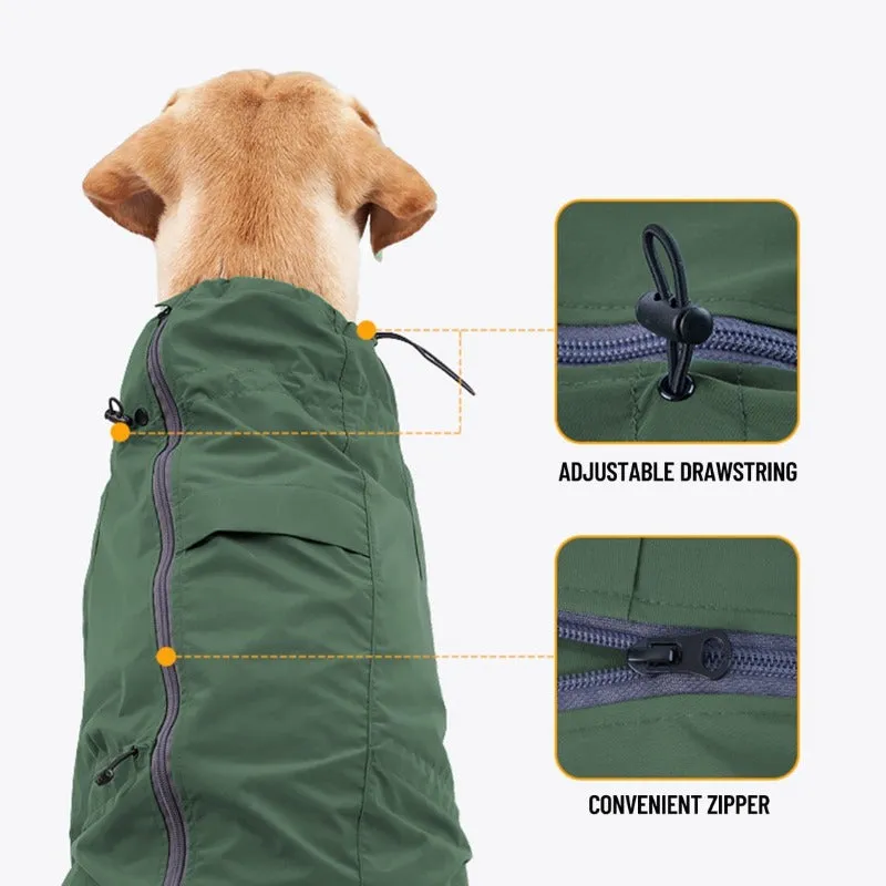 Reflective Pet Dog Raincoat Waterproof & Windproof Jacket With Adjustable Back Zipper