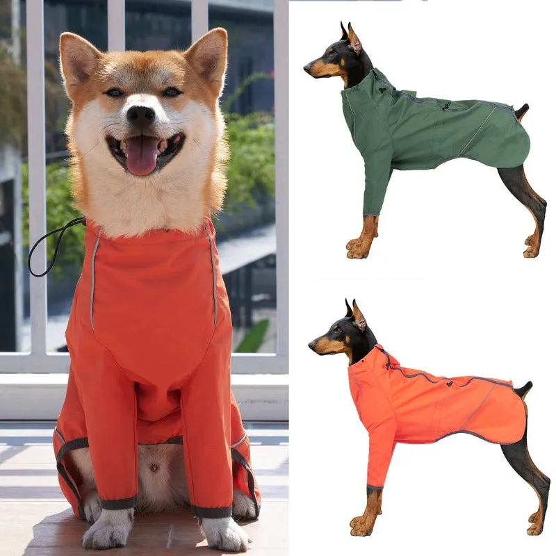 Reflective Pet Dog Raincoat Waterproof & Windproof Jacket With Adjustable Back Zipper