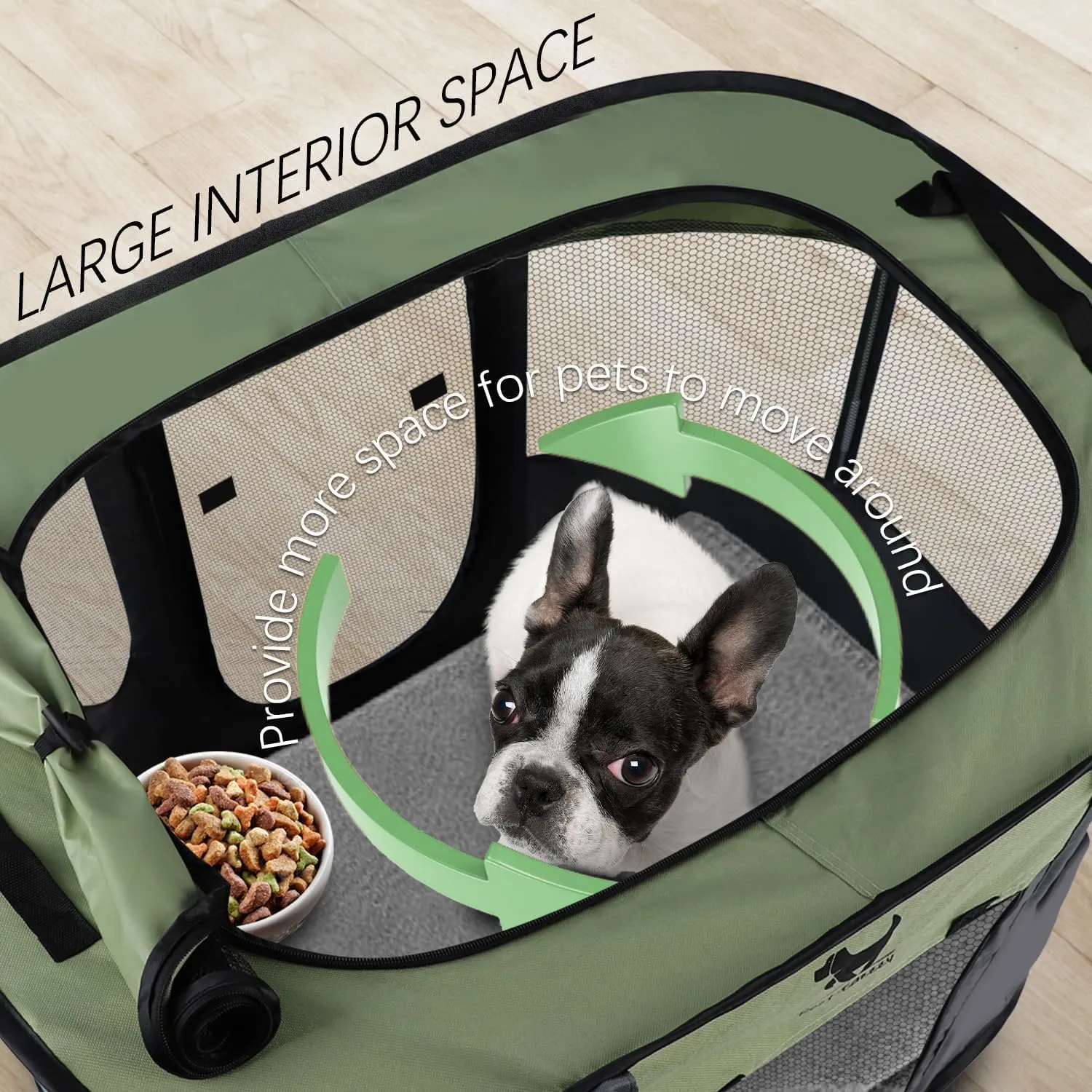 Rest-Eazzzy Dog Playpen, Foldable Kitten Playpen for Medium Dogs, Portable Pet Puppy Playpen with Removable Shade Cover, Indoor Outdoor Travel Camping Use for Small Pets with Carrying Case (S, Green)