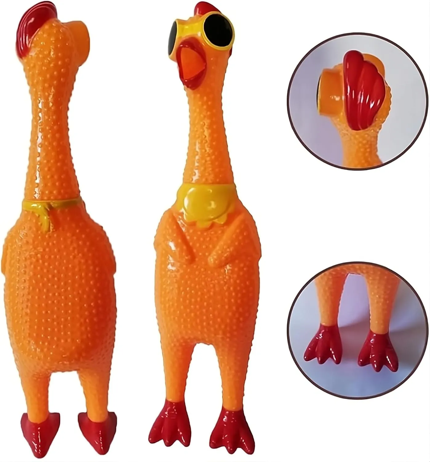 Rubber Chicken/Dinasour Squeaky Dog Toys for Small, Medium or Large Pet Breeds, Play Fetch, Reduce Separation Anxiety (Orange and Purple, Chicken)