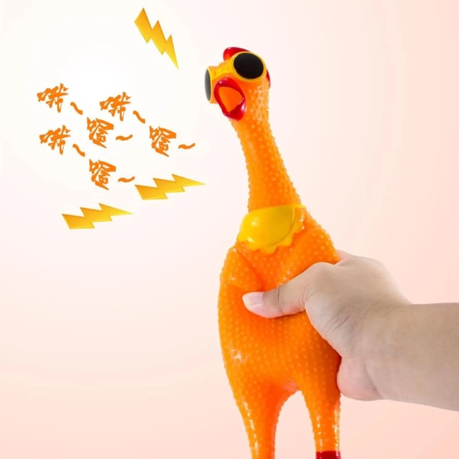 Rubber Chicken/Dinasour Squeaky Dog Toys for Small, Medium or Large Pet Breeds, Play Fetch, Reduce Separation Anxiety (Orange and Purple, Chicken)
