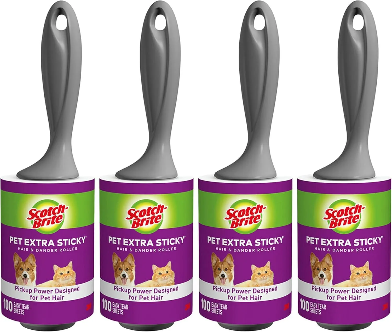 Scotch-Brite Pet Extra Sticky Hair Lint Roller, 4, 400 Sheets