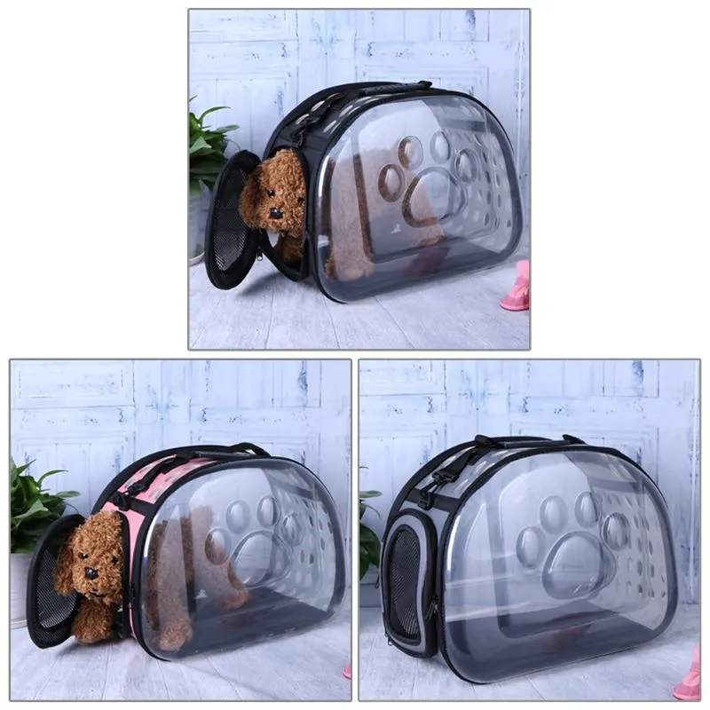 Sidiou Group Foldable Pet Bag Pet Transparent Outdoor Travel Shoulder Bag  Breathable Dog Kennel Bag