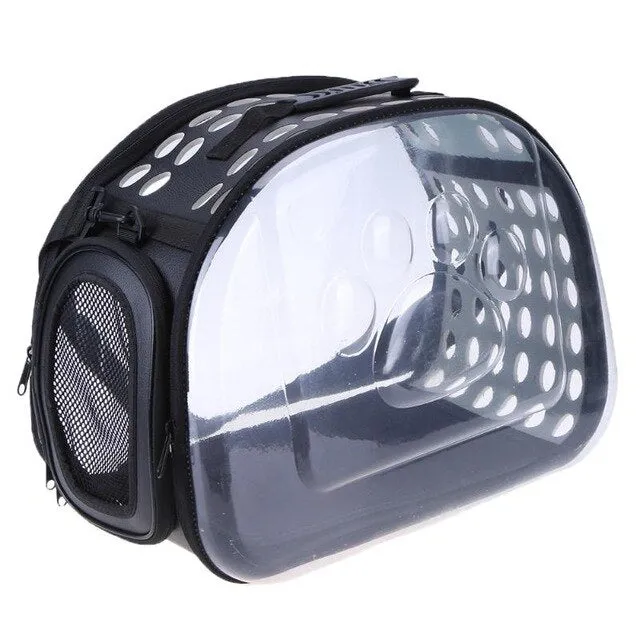 Sidiou Group Foldable Pet Bag Pet Transparent Outdoor Travel Shoulder Bag  Breathable Dog Kennel Bag