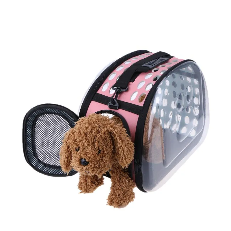 Sidiou Group Foldable Pet Bag Pet Transparent Outdoor Travel Shoulder Bag  Breathable Dog Kennel Bag